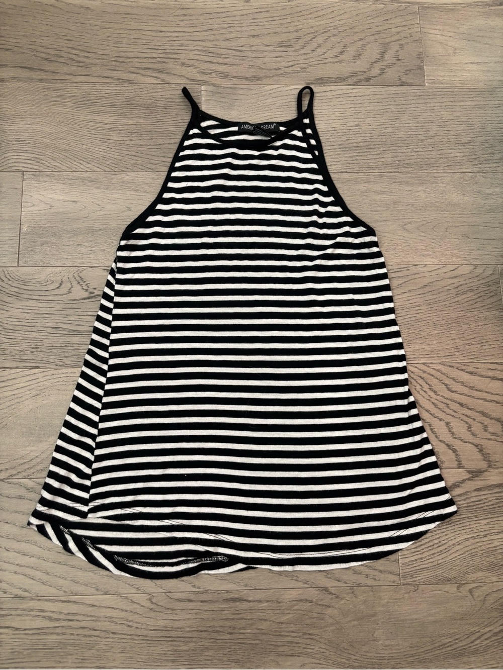 American Dream Black & White Striped High-Neck Tank